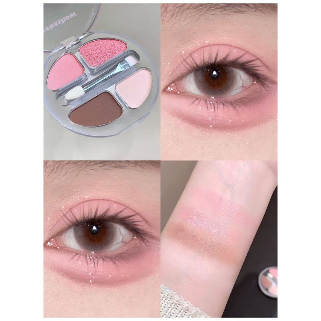 Morango Rosa Tão Doce!Paleta de sombras de bicho-da-seda de quatro cores, destaque para iluminar a sombra sob os detalhe
