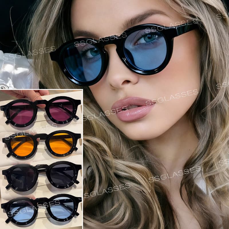 Simples Retro Pequeno Quadro Redondo Óculos De Sol Para Homens Mulheres Resistente A UV Moda Multi-Cor Ao Ar Livre Tons