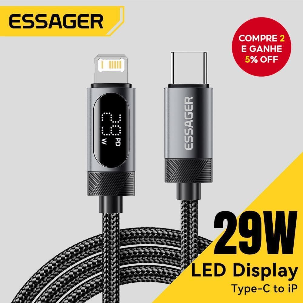 Cabo USB C para iPhone 14 13 PD 29W Carregamento Rápido da Essager