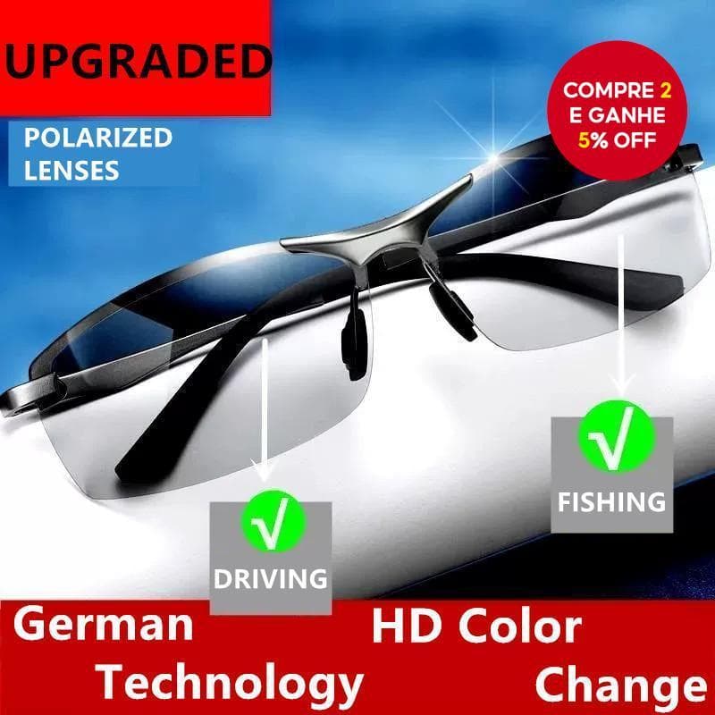 Óculos De Sol Fotocromáticos Para Homens-Proteção Polarizada E UV400 (Uso Diurno/Noturno , Direção/Pesca)