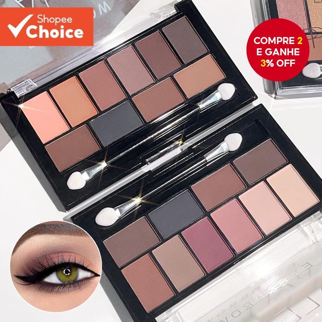 Paleta Multifuncional de Sombra de Dez Cores Perolada e Mate para Maquiagem Diária