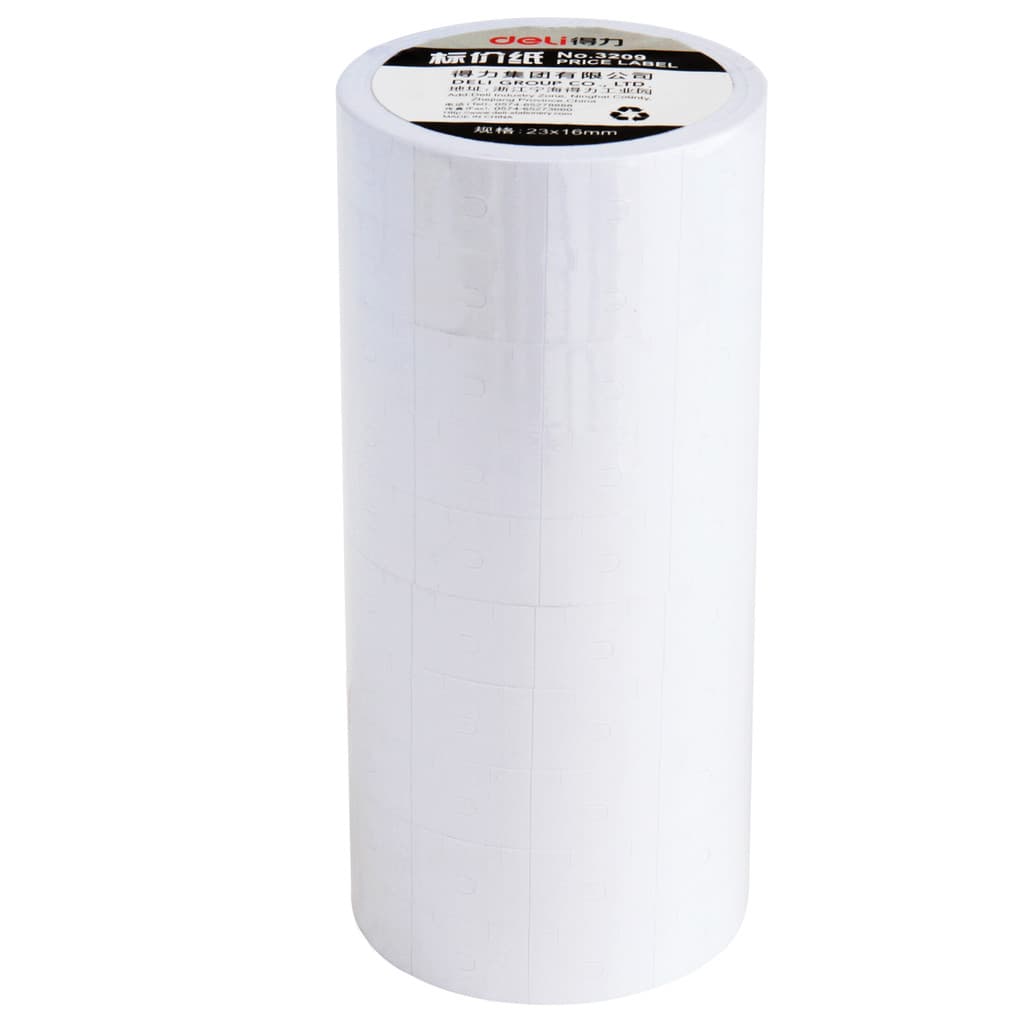 [10 rolos/tubo] Papel de preço de fileira dupla Deli 3209 (branco) (adequado para máquina de marcação 7505)