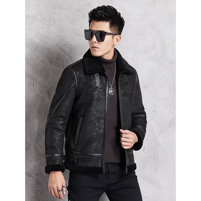 Inverno Haining novo estilo de pele tudo-em-um lã Real estilo motocicleta lapela jaqueta de couro curto jaqueta de couro