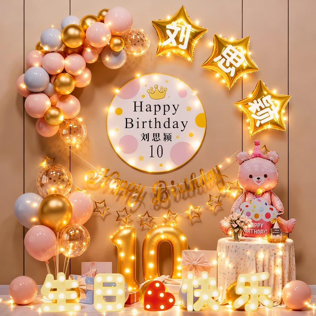 Crianças bebê menina 10o aniversário decoração cena decoração 23