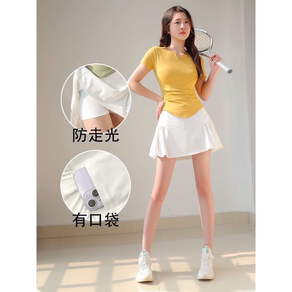 Camisa de Badminton terno esportivo feminino verão 2024 novo estilo saia de Yoga tênis de manga curta moda redução de id