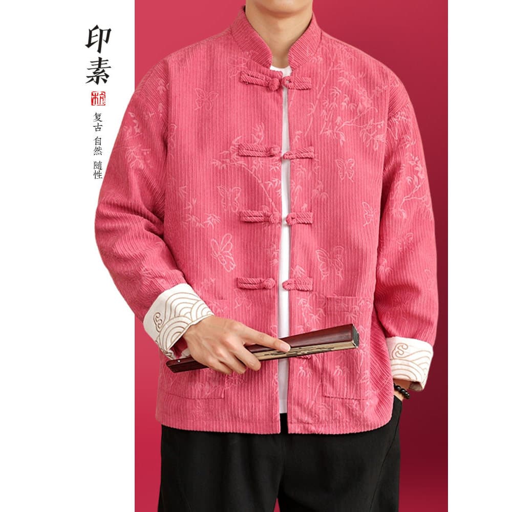 Outono novo estilo chinês casal tang terno das mulheres dos homens veludo casaco superior Zhongshan terno jaqueta solta