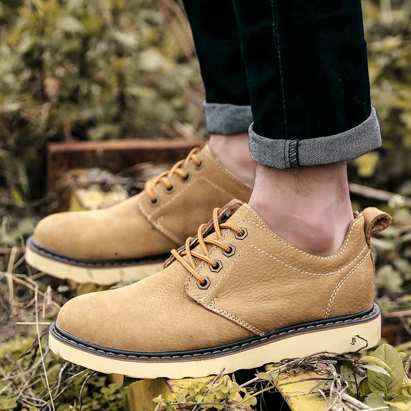 Couro genuíno Martin sapatos macacão de couro Retro sapatos casuais de cano baixo respirável na moda sapatos masculinos