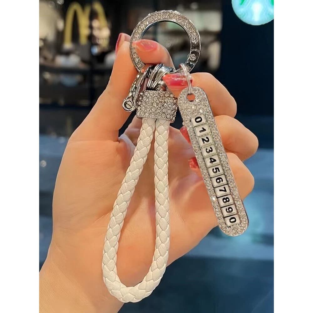 Influenciador carro chaveiro feminino high-end chaveiro anel de diamante Anti-perdido placa de identificação chaveiro hi