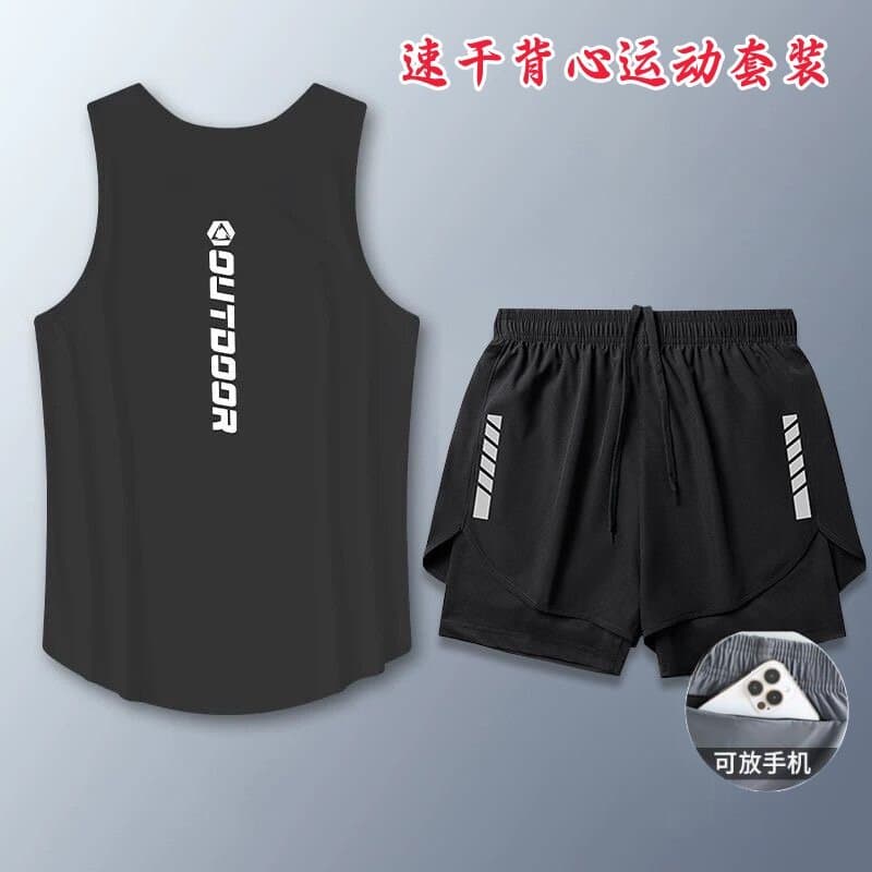 Roupas masculinas terno esportivo Shorts de treinamento de secagem rápida Fitness basquete maratona colete equipamento v