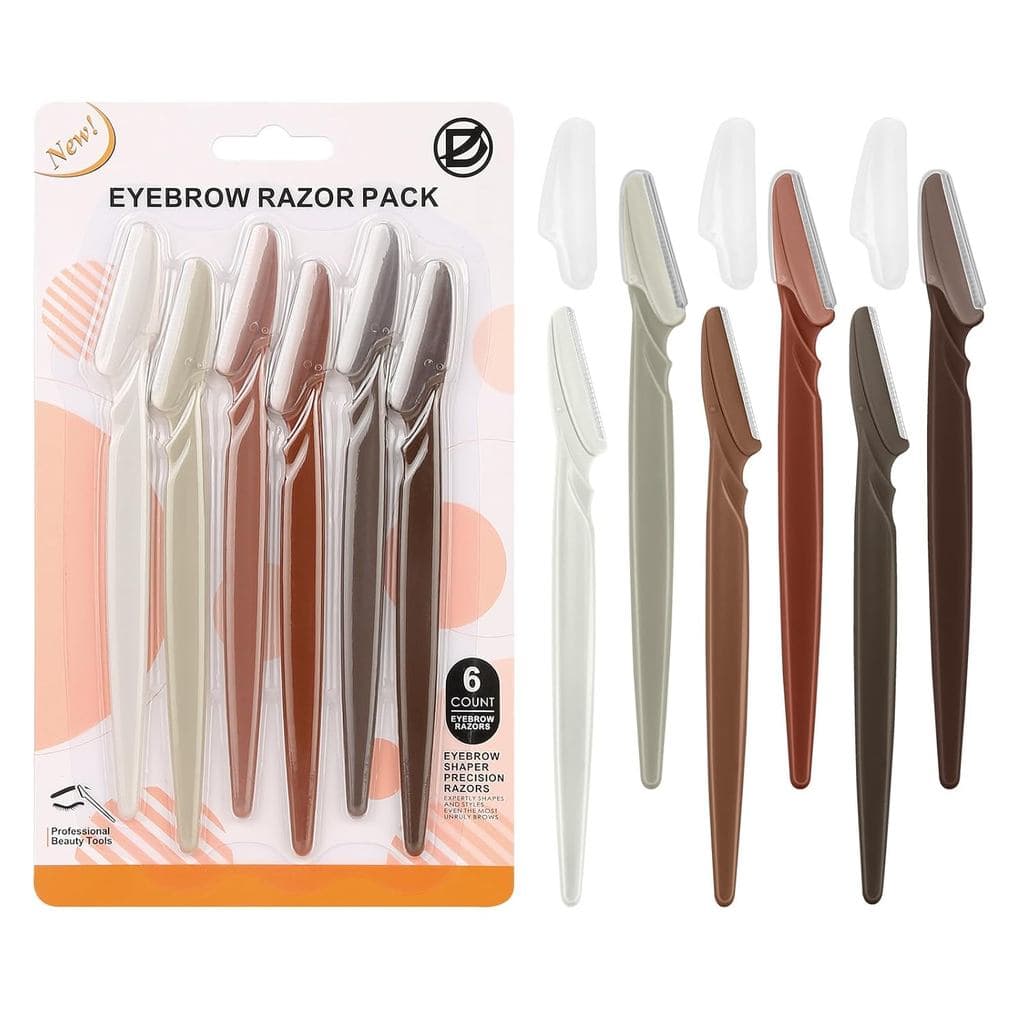 Lâmina de Barbear D Dermaplane para Mulheres - 6 Lâminas de Barbear para Mulheres - Lâmina para Sobrancelhas com Tampa d