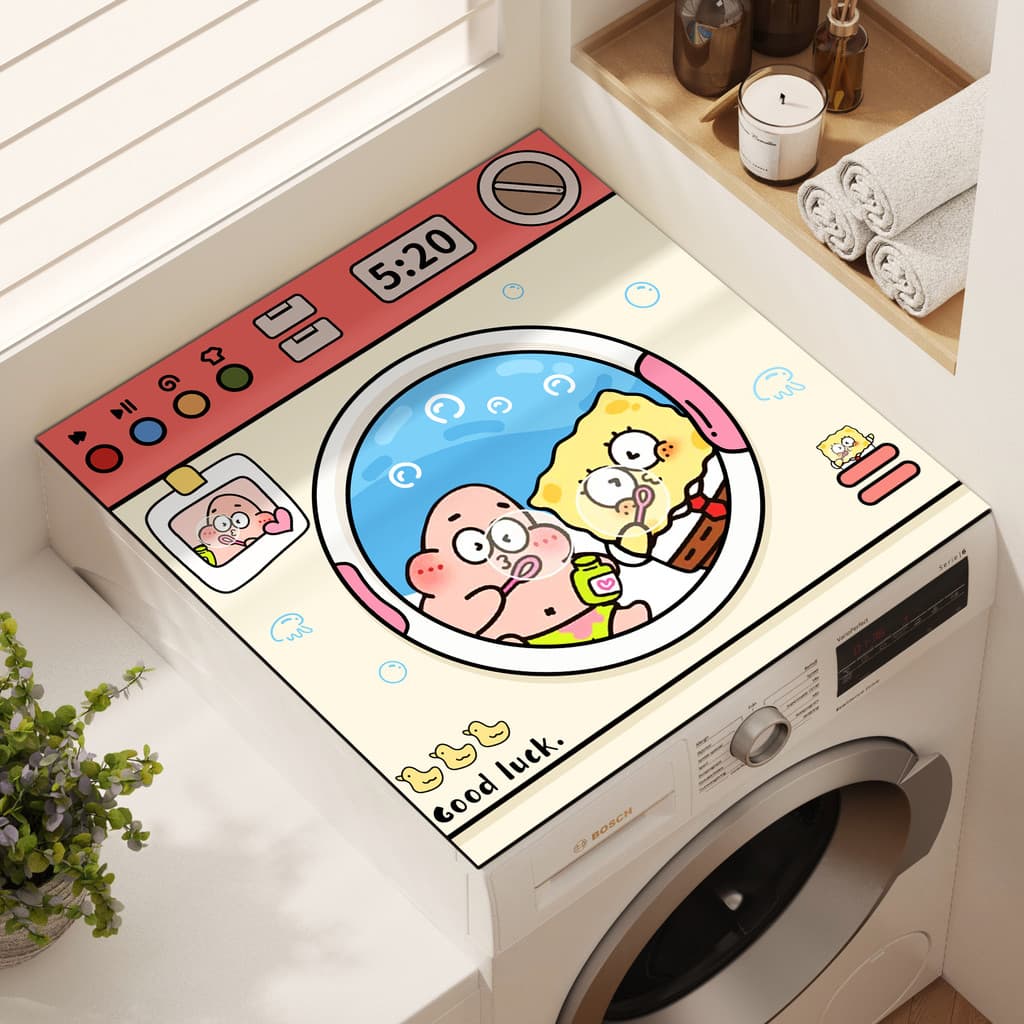 Bob Esponja Calça Quadrada Tambor Máquina de Lavar Roupa Automática Tapete Diatom Mud Absorve Água Protetor Solar Capa G
