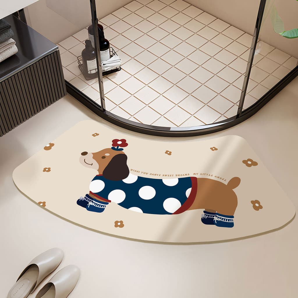 Curvo tapete do banheiro Dachshund cão tapete porta diatomácea lama absorvente tapete do banheiro Anti-deslizamento pé t