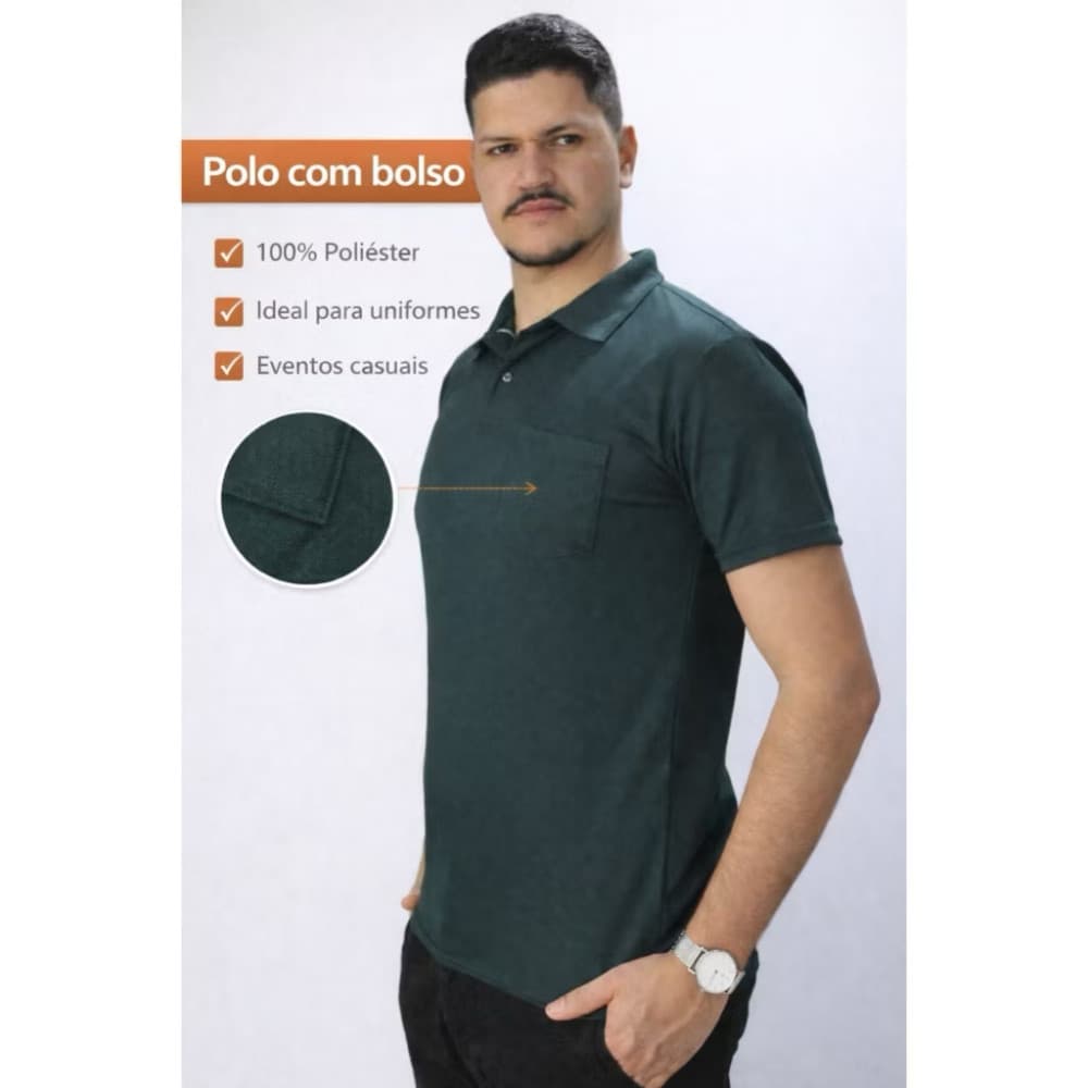 Camisa Polo Piquet Masculina Com Bolso P ao GG