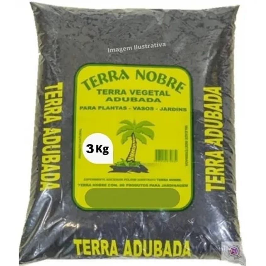 Saco Terra Vegetal Adubada organico 3kg Terra Nobre Jardins suspenso plantas vasos hortas gramados