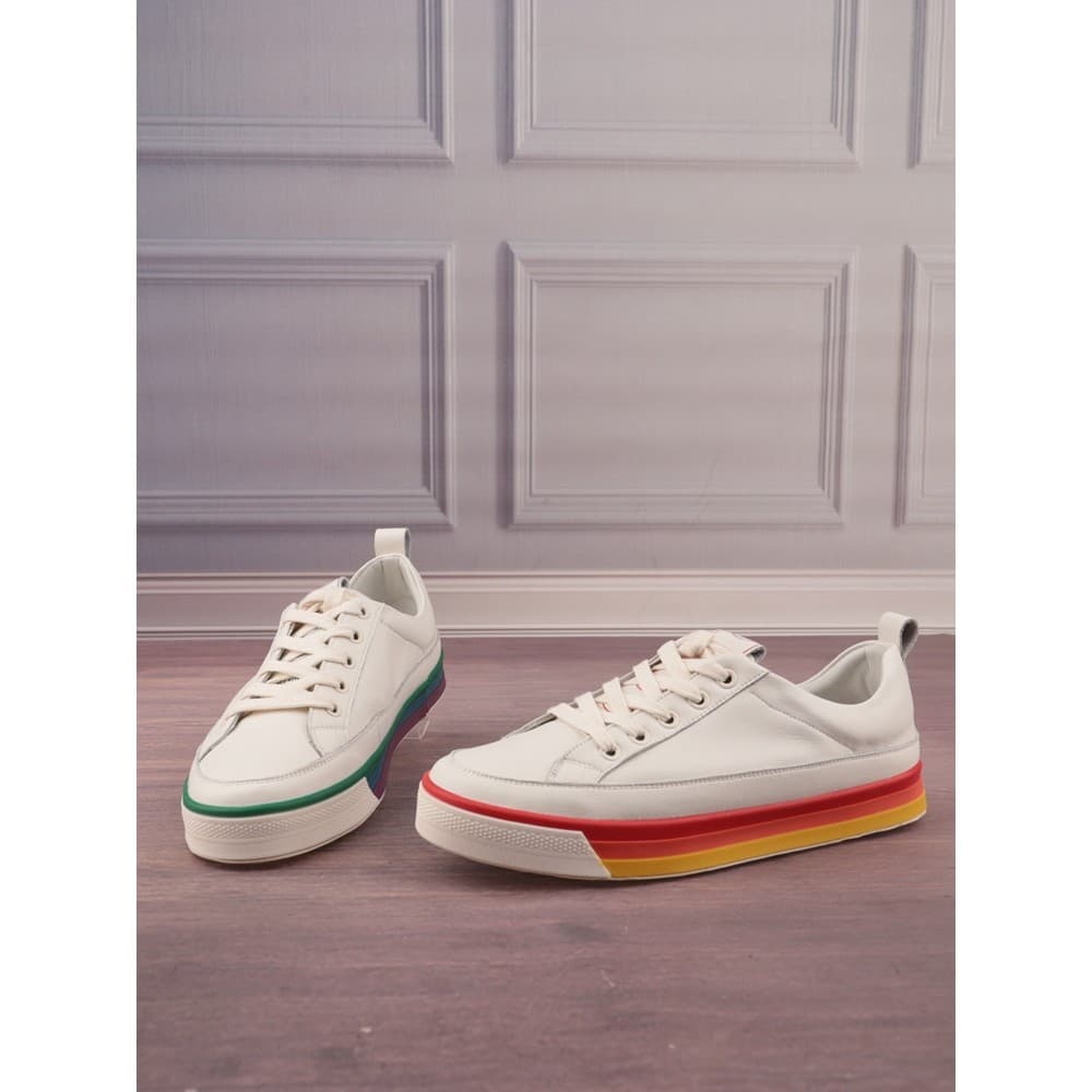 Tamanho 40 pato mandarim arco-íris cor dedo do pé redondo rendas sapatos femininos planos tamanho grande moda único têni