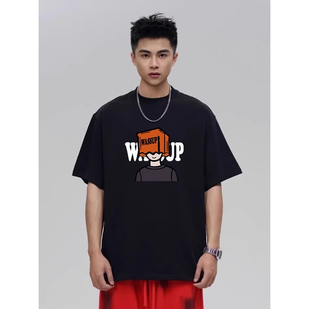 WASSUP Graffiti Pintura Menino Camiseta de Manga Curta Verão 2025 Novo Estilo Street Wear Algodão Pesado Pescoço Redondo