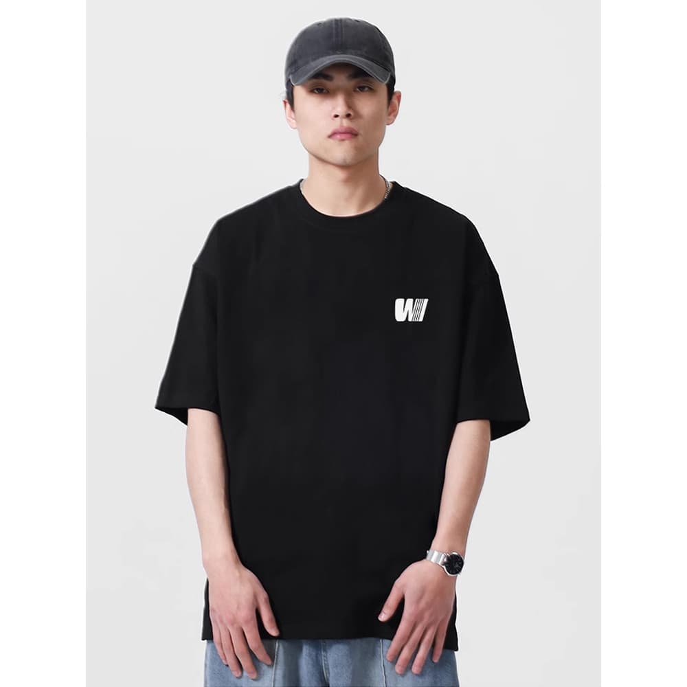 WASSUP Street Wear Americano Simples Pesado Camiseta de Manga Curta Masculina Verão Solto Casual Casal Em Torno Do Pesco
