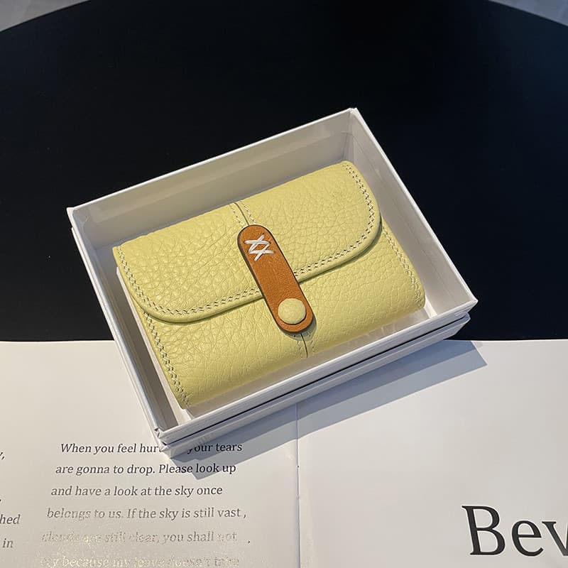 Influenciador moda couro genuíno pequeno titular do cartão senhoras novo estilo leve primeira camada de couro Multi-Slot