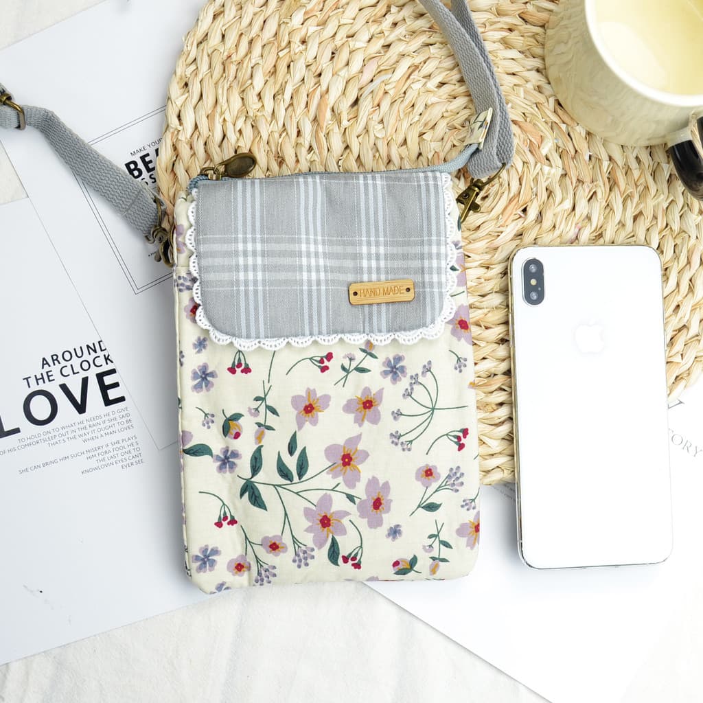Mini bolsa pequena de tecido para celular Bolsa mensageiro feminina Bolsa para celular multicamadas Bolsa de ombro peque