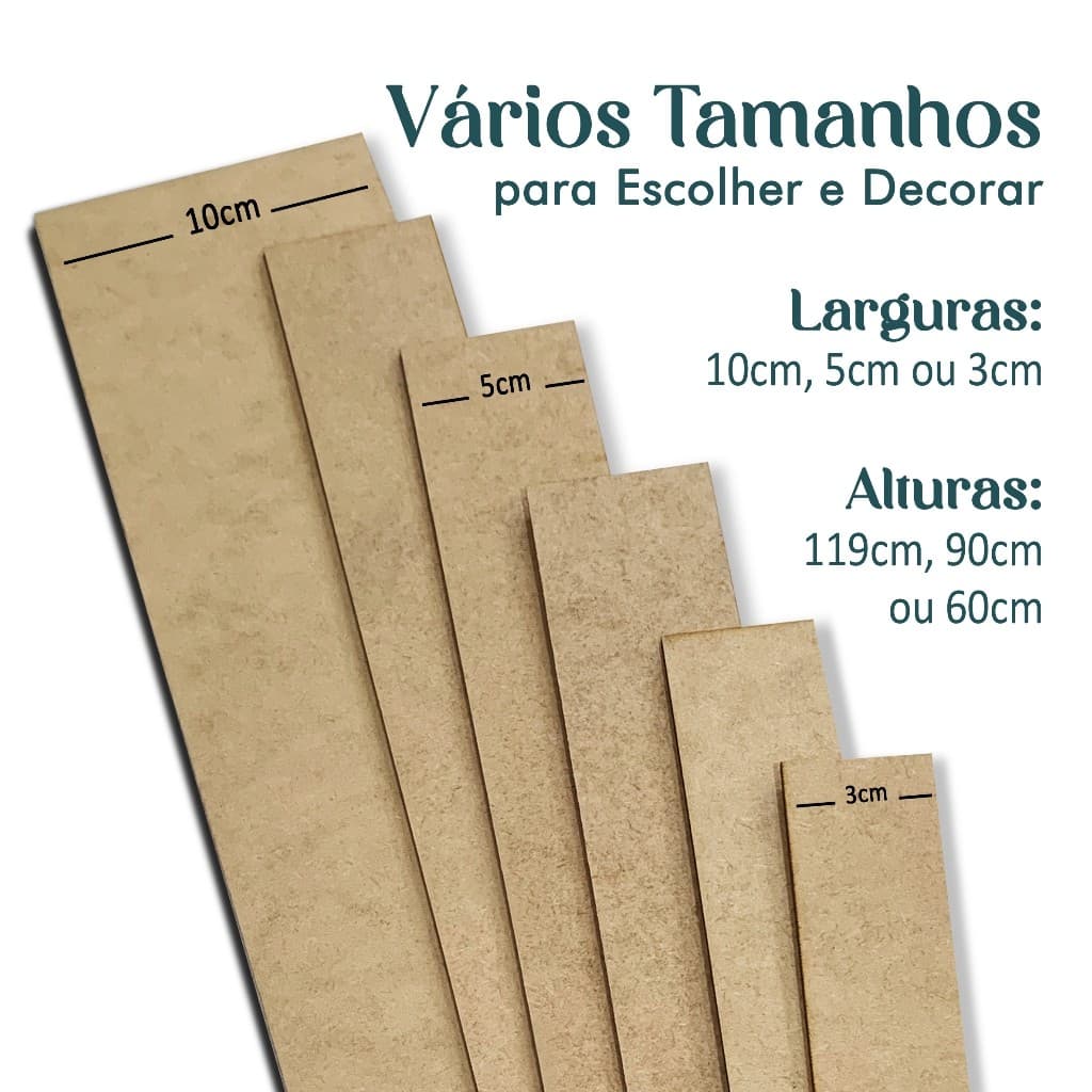 Shiplap retangular em MDF Ripado Ripas Decorativo Cru 3mm - Kits 5, 10 e 15 Ripinhas Tendência 2026