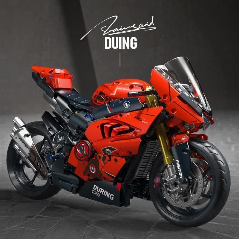 2025 vermelho Ducati motocicleta modelo ornamentos crianças montado bloco de construção brinquedos presentes do menino