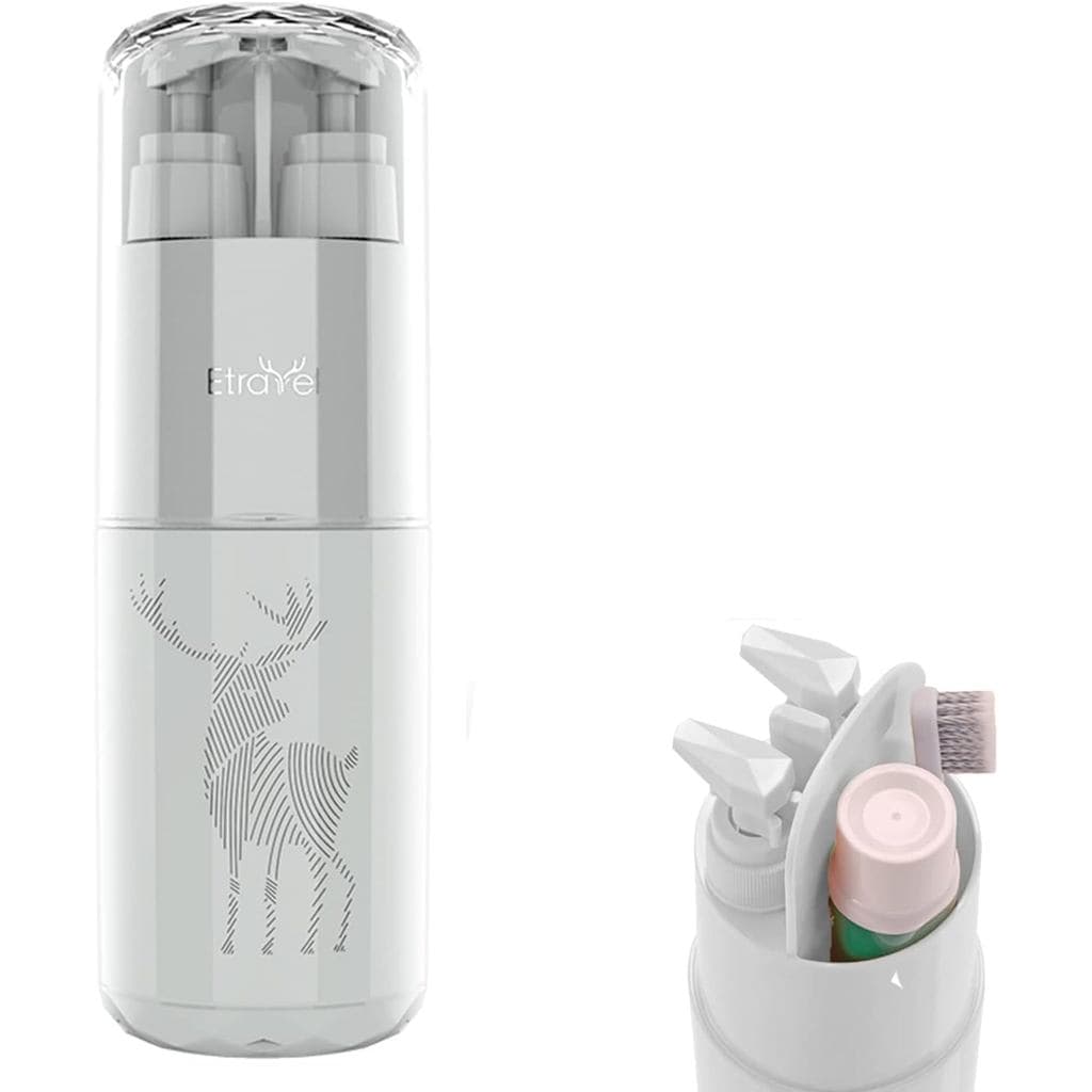 Copo de viagem, copo para escova de dentes, bolsa de viagem portátil, 2 frascos com bomba de 45ml, dispensador de sabão,