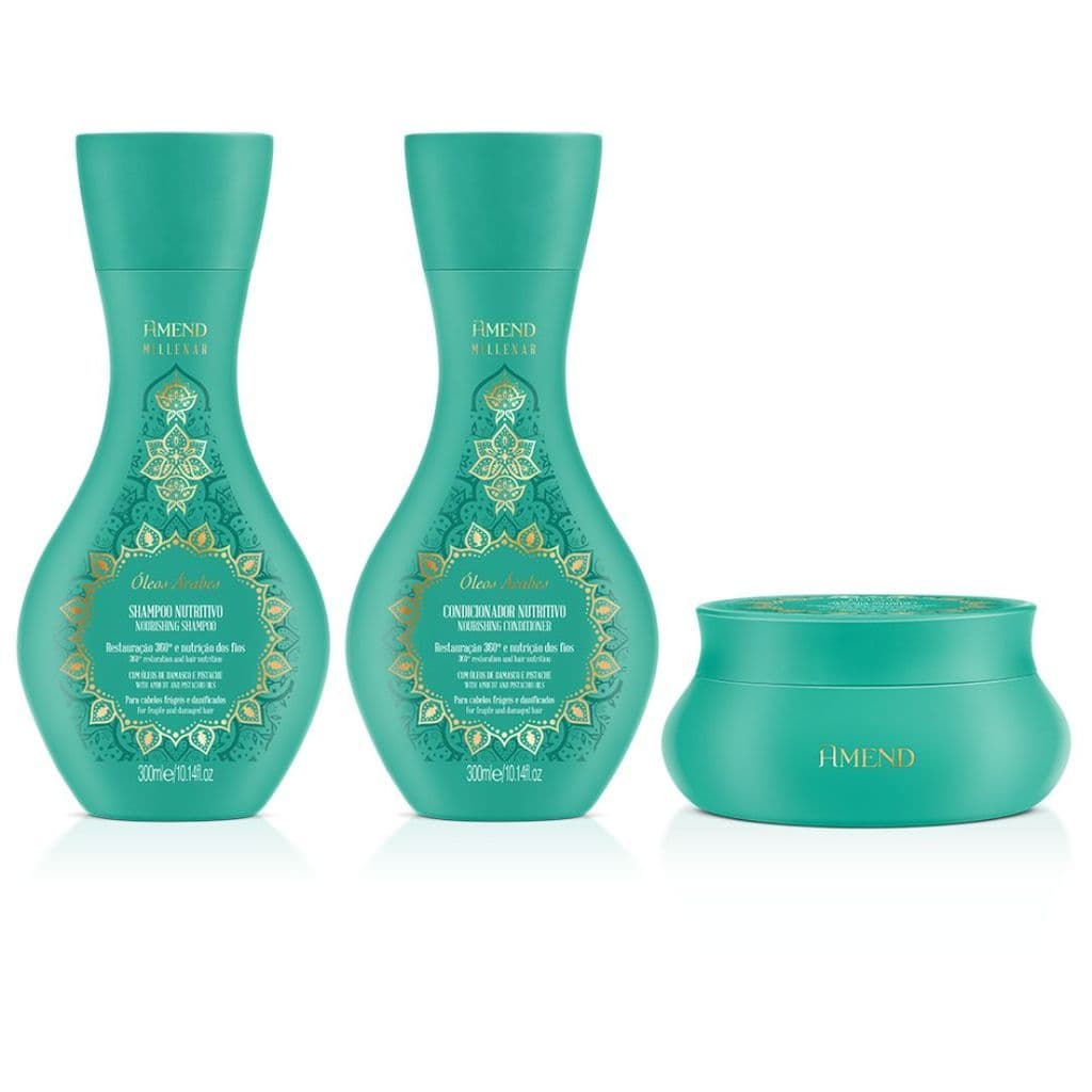 Kit Óleos Árabes Amend  Cosmetics - Shampoo 300ml + Condicionador 300ml + Máscara 300g
