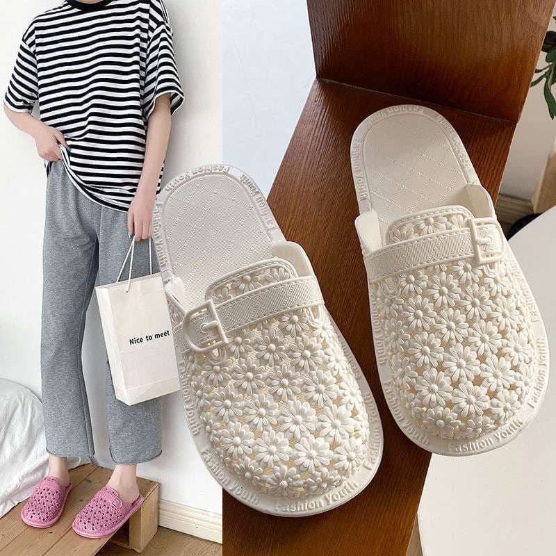 Sapatos de meio buraco feminino exterior moda sola macia sandálias chinelos ins na moda enfermeira respirável desodorant