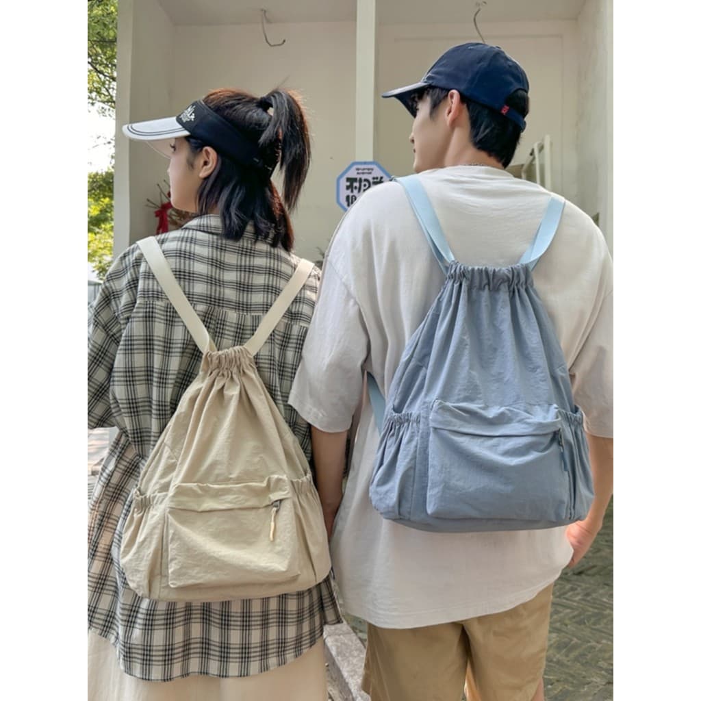 Mochila leve 2026 novo estilo estudante universitário bolsa Casual na moda All-Match mochila cordão estilo preguiçoso mo