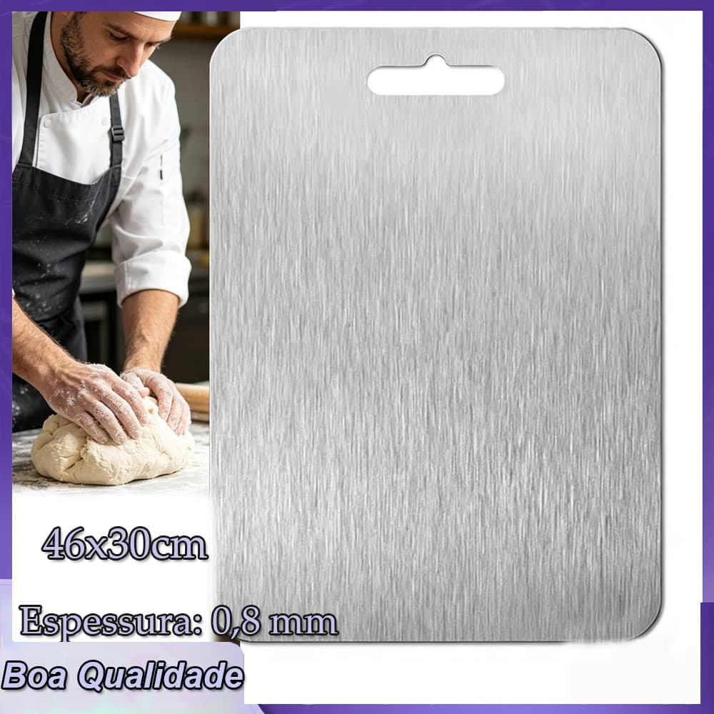 Tábua de Aço Inoxidável para Cozinha Tabua de Corte de Carne Tabua de Cozinha Carne Inox de Cortar 46x30cm