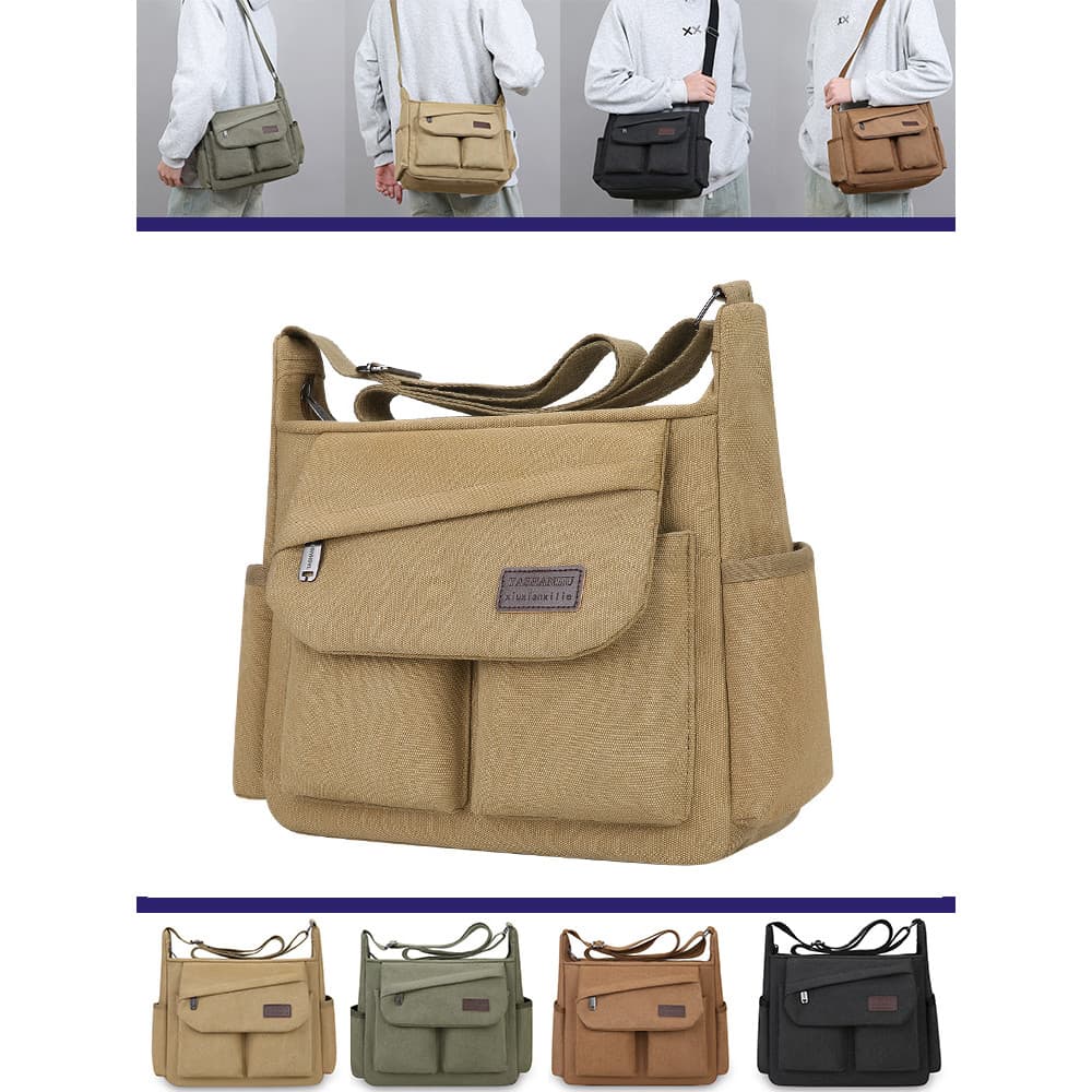 Nova bolsa masculina de lona de grande capacidade, resistente ao desgaste, durável, bolsa de ferramentas, bolsa mensagei