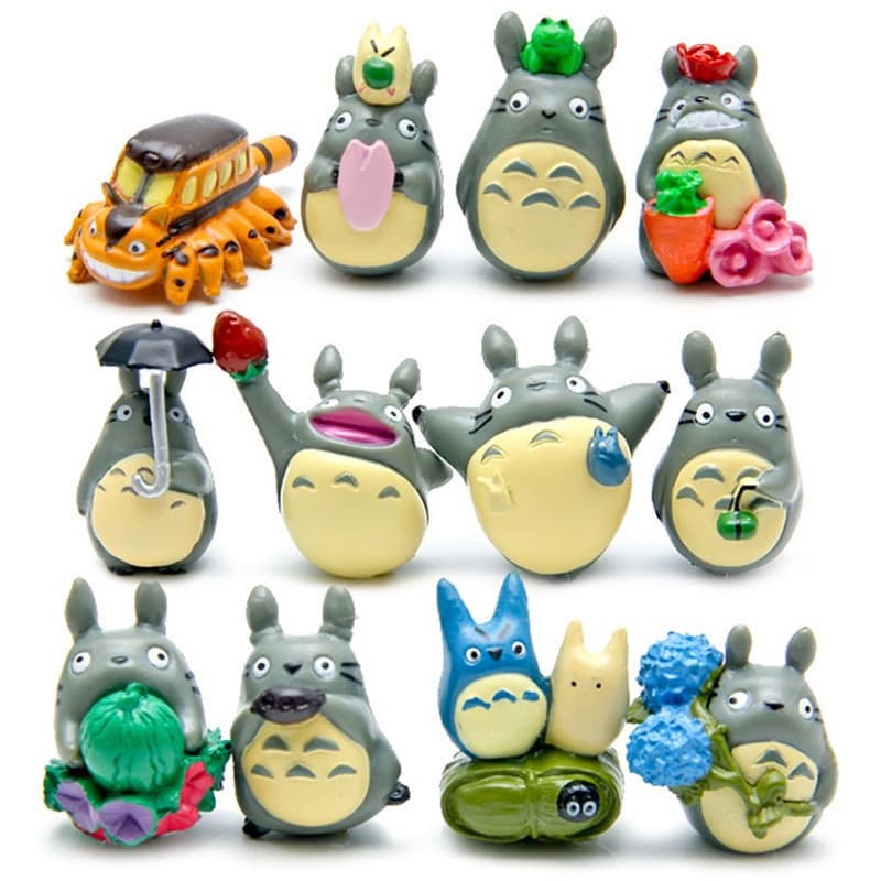 12pc Meu Vizinho totoro anime Figuras Miniaturas De Desenhos Animados Modelo Estúdio ghibli hayao miyazaki Bonecas Colec