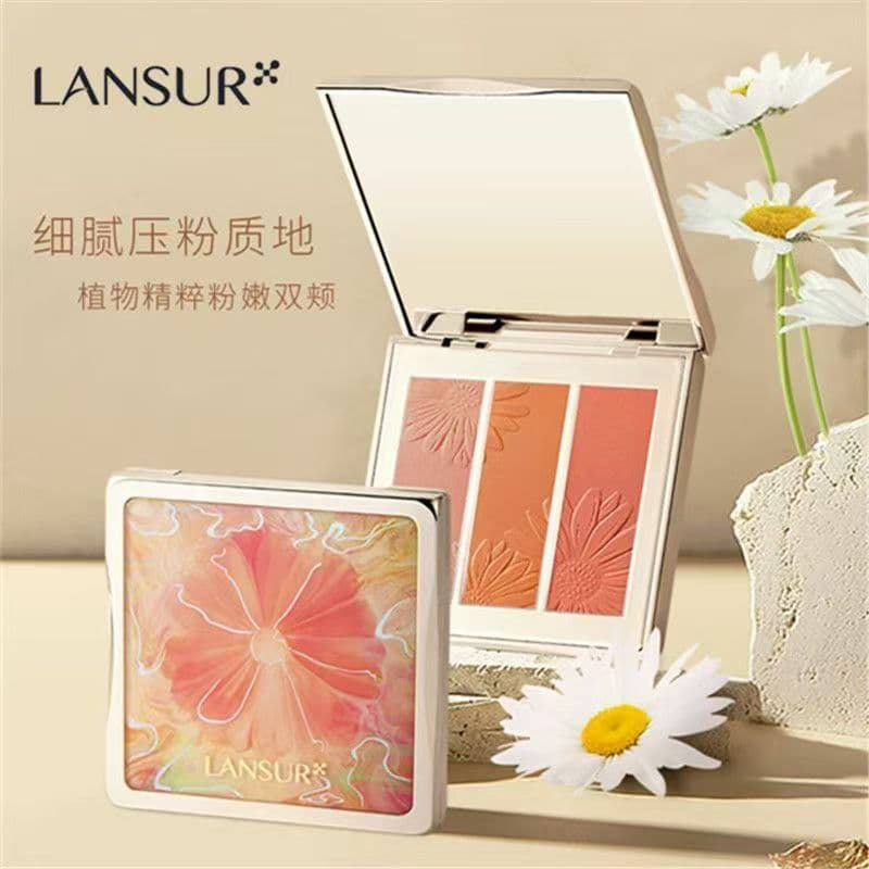 Lanse Fun Wild Flower Field Blush Palette Três Cores Feminino Expansão Cor Paleta Multicolor Rosa Laranja Contorno Sol V