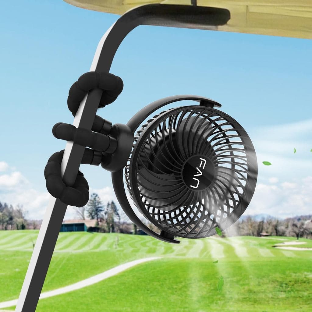 Ventilador Recarregável para Carrinho de Golfe, Bateria de 10000mAh para até 55 Horas de Autonomia, Ventilador Portátil