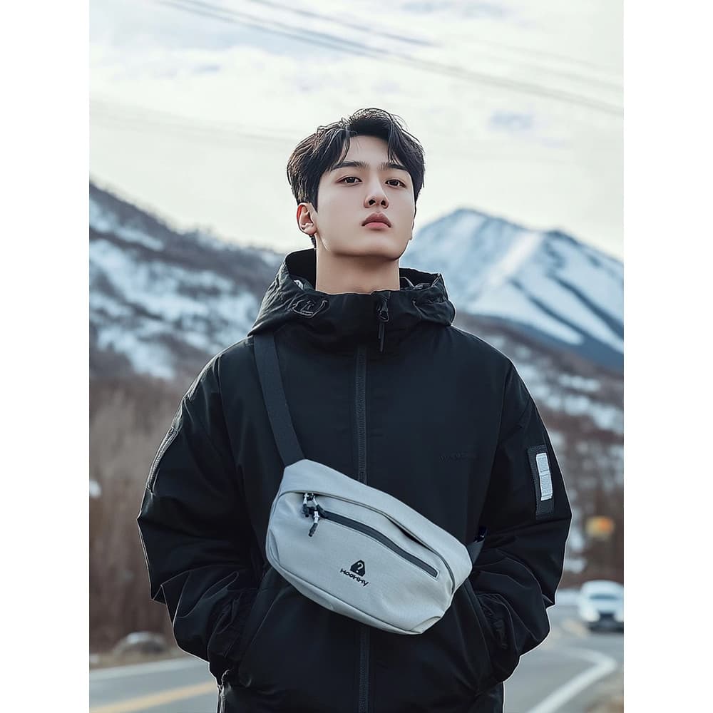 Hoowwy bolsa de peito masculina, bolsa mensageiro de um ombro, à prova d'água, leve, pequena, combinada, simples, esport