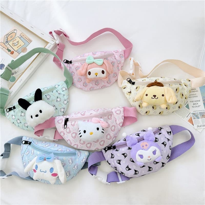Saco De Mensageiro Para O Peito Infantil Sanrio Trendy Casual Student Waist Bag