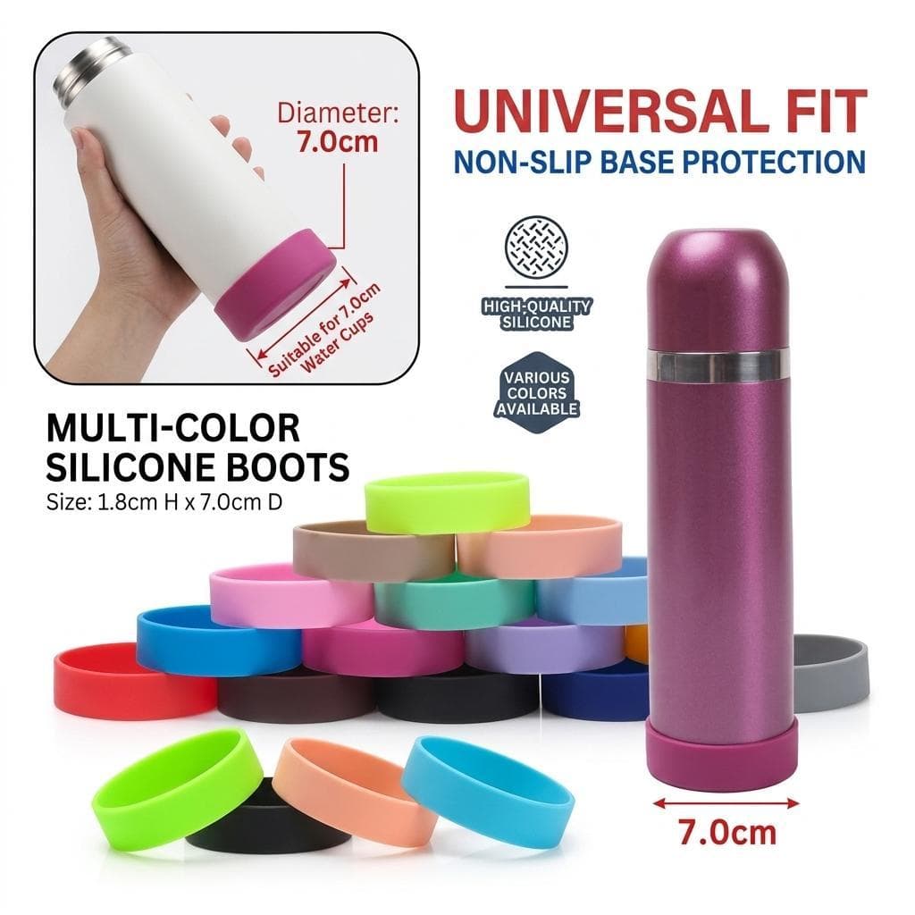 Capa De Bota De Garrafa De Água De Silicone De 7 Cm Para Frasco De Copo De 20 Onças 30 Protetor Inferior Antiderrapante
