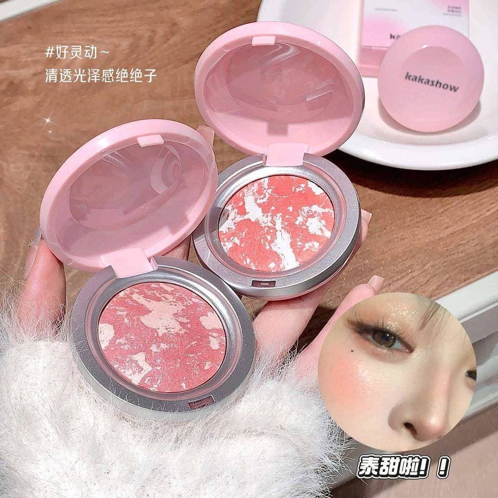 Genuíno cozimento Blush perolado fino piscando elegante pêssego em pó atmosfera melhorar a tez luz rosto Rouge placa est
