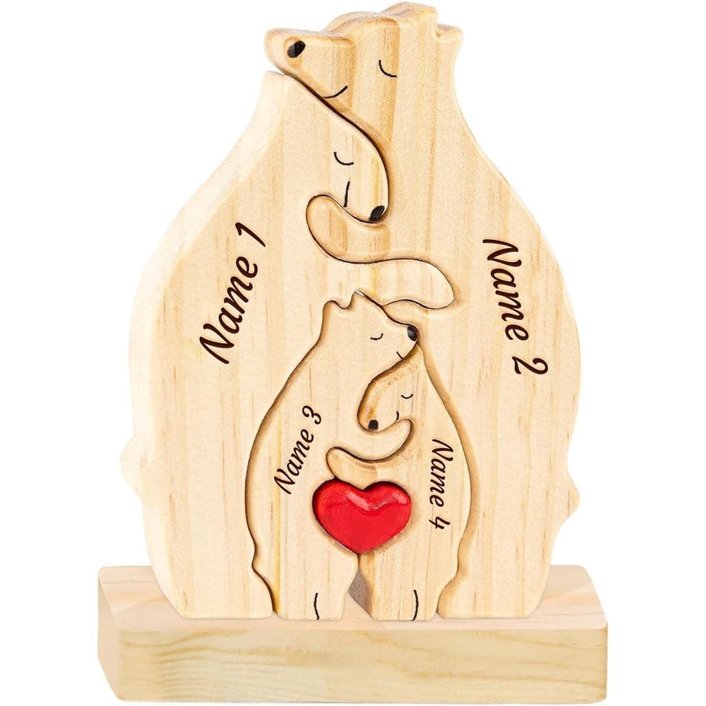 Quebra-Cabeça de Madeira Personalizado com Nomes de Urso Abraçando, Decoração para Casa para o Dia dos Pais, Personaliza