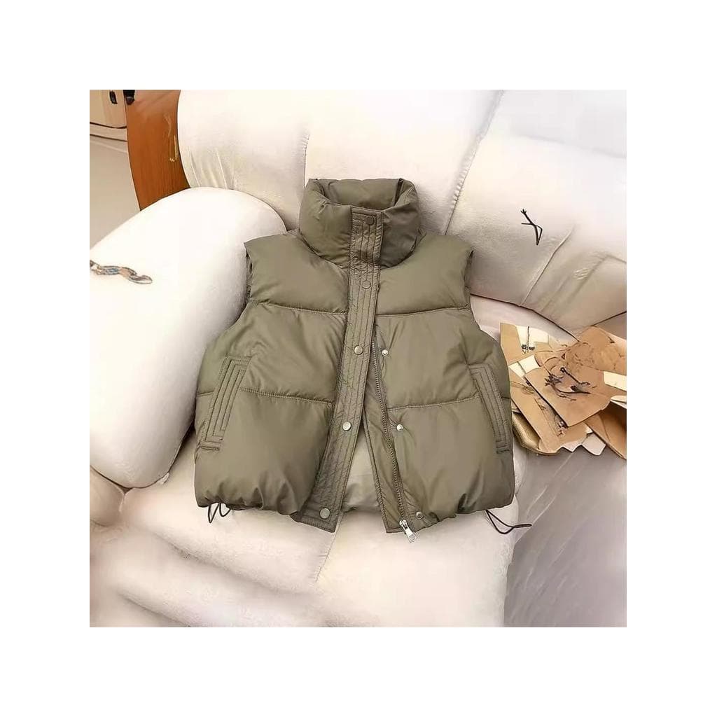Para baixo colete de algodão feminino outono 2025 novo estilo All-Match moda curto exterior usar sem mangas colete jaque