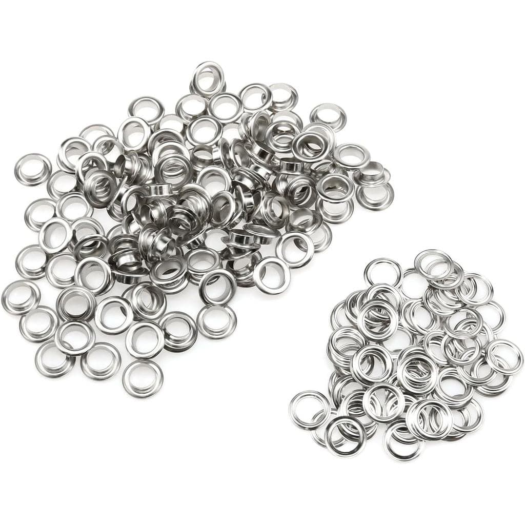 Meuey Lyot Ilhós com Furos de 3/8 Polegadas (10MM) com Arruelas para Roupas, Couro, Lona (Prata) - 120 Conjuntos