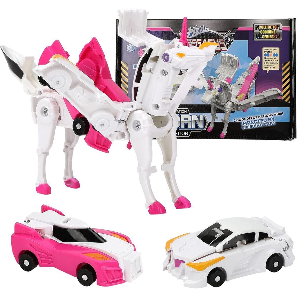 Brinquedos de Carro Robô Transformável Unicórnio, Conjunto de Carros de Corrida Transformáveis, Brinquedos de Carro de C