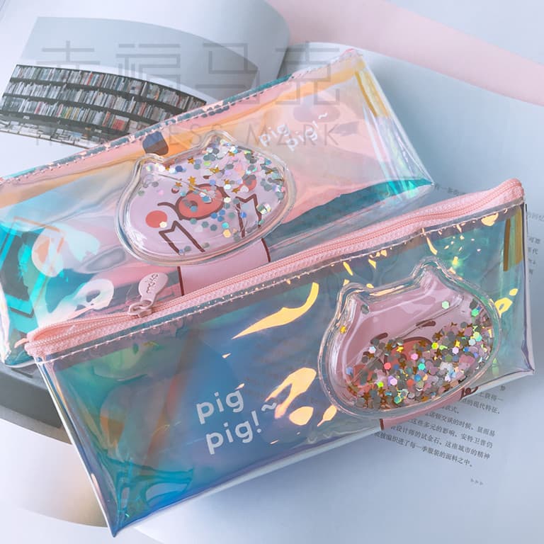 MOKO Pig Things Suave Criativo Mamadeira Laser Bonito Óleo Fresco Estojo Triângulo Grande