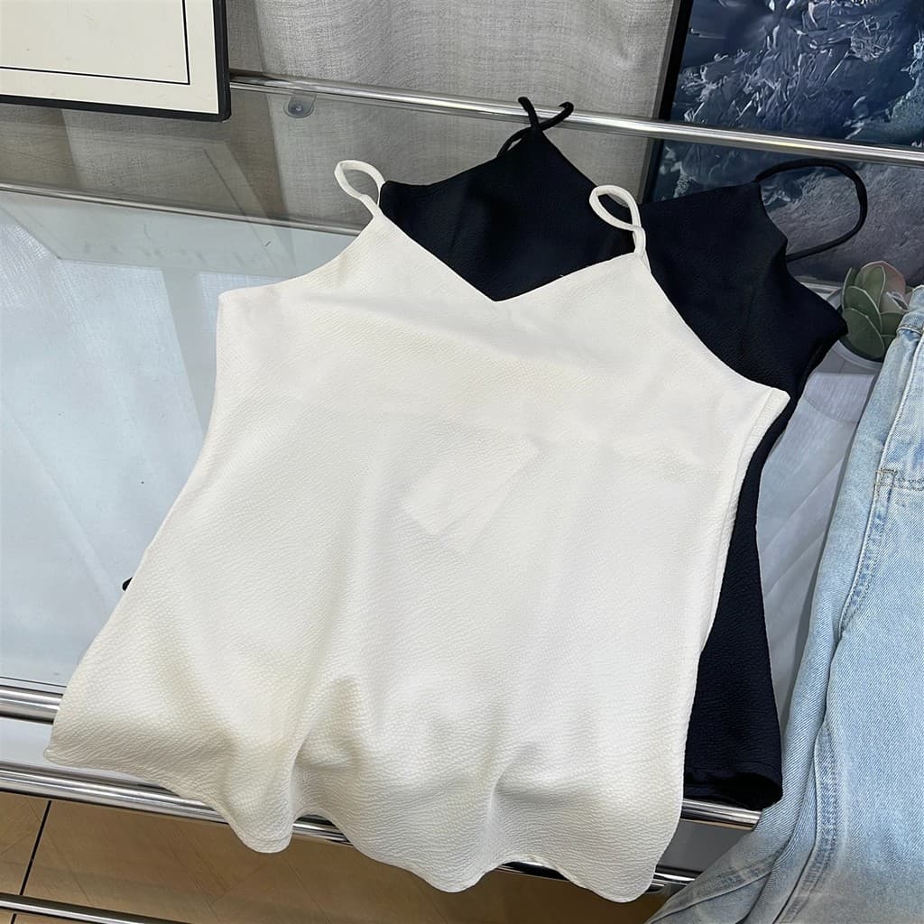 [1] Design Camisola francesa com decote em V, cor sólida, solta, sem mangas, Base externa, camisa D#19