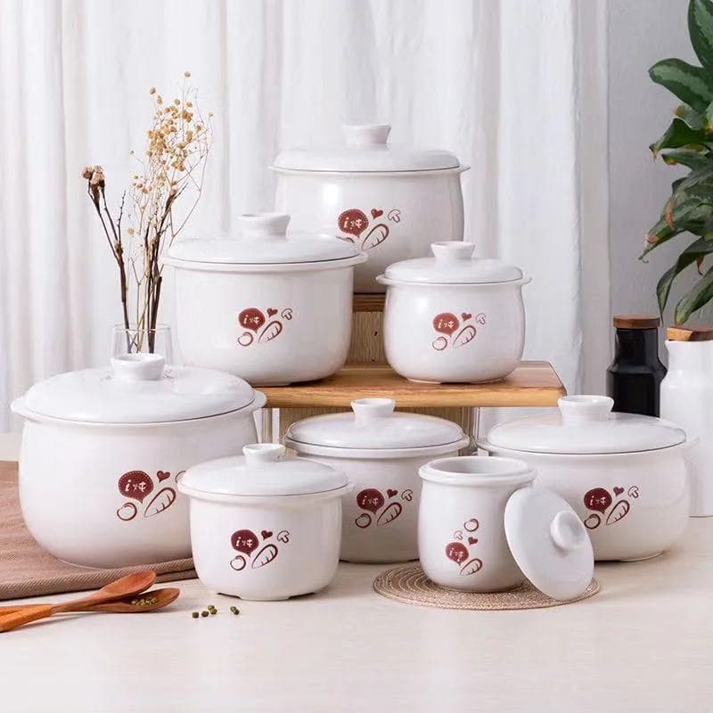 Pote de sopa de cerâmica pequeno urso, copo de guisado à prova d'água 0.5L 0.8L1.2 L1.8 L2.5 L3.5L, tampa de forro, aces
