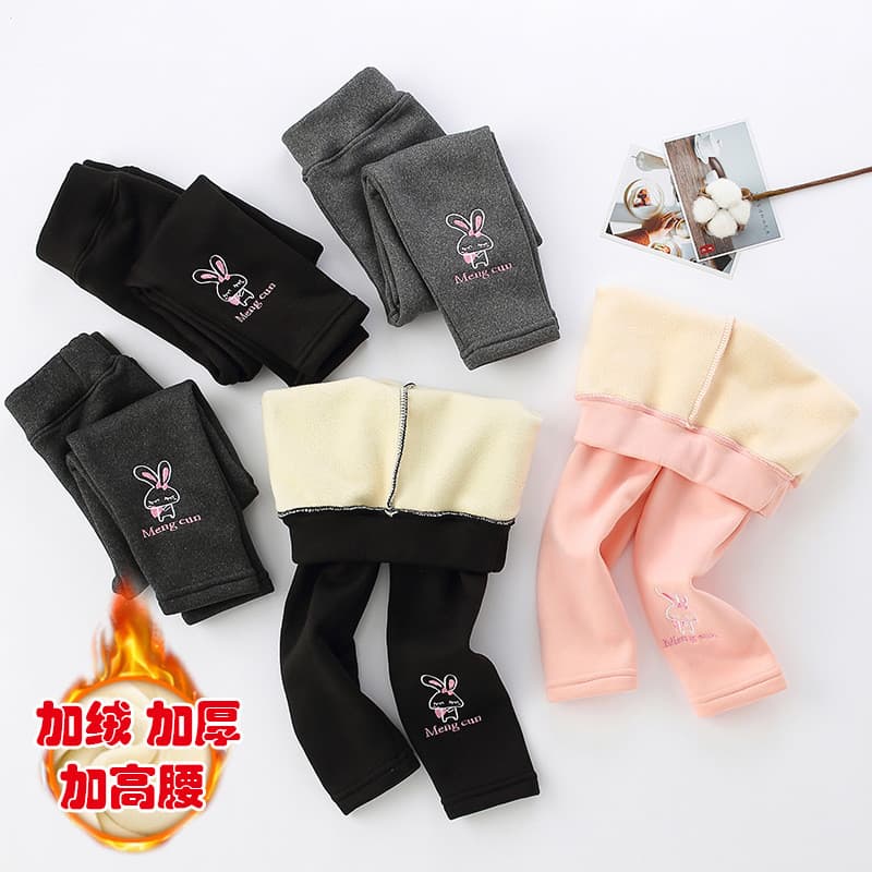 Meninas Leggings de lã outono inverno exterior usar cintura alta estilo ocidental bebê velo calças quentes crianças engr