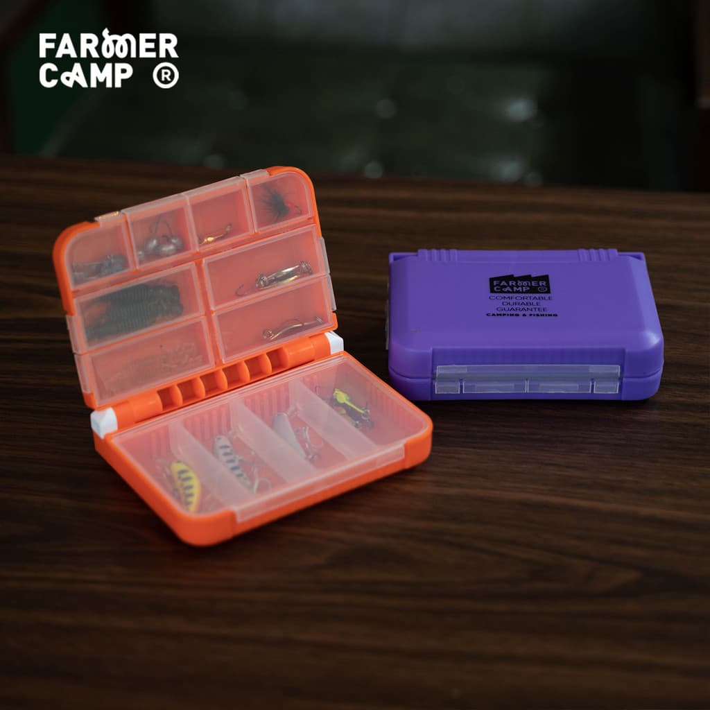 FarrCap FarrCap Isca Dupla Camada Caixa de Isca de Pesca Gadget Acessórios de Armazenamento Gancho de Peixe Lantejoulas