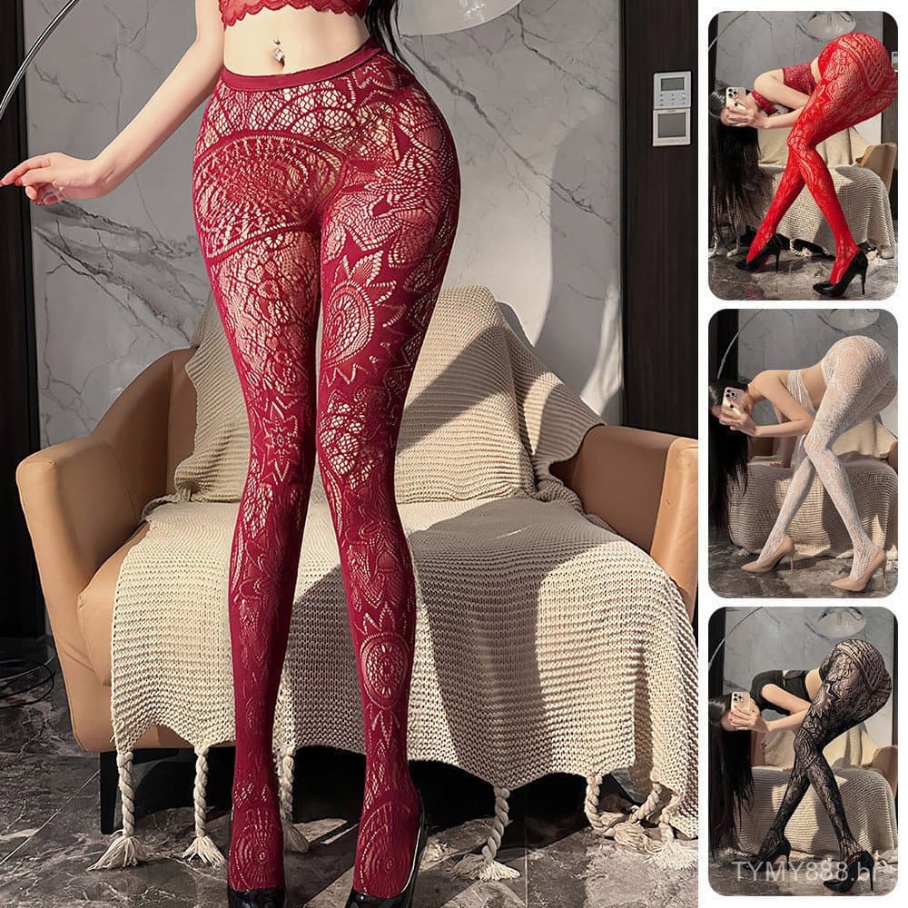 Meias-calças de renda e malha femininas, elegantes e sensuais.