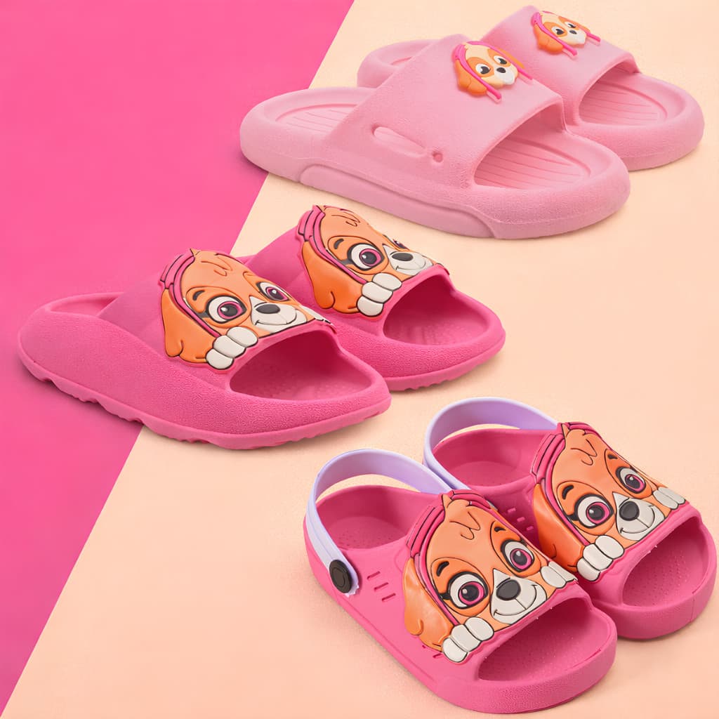 Kit 3 Pares Sandália Infantil + Chinelo Leve + Slide Baby Menina Rosa Bebê Patrulha Marca Nexa