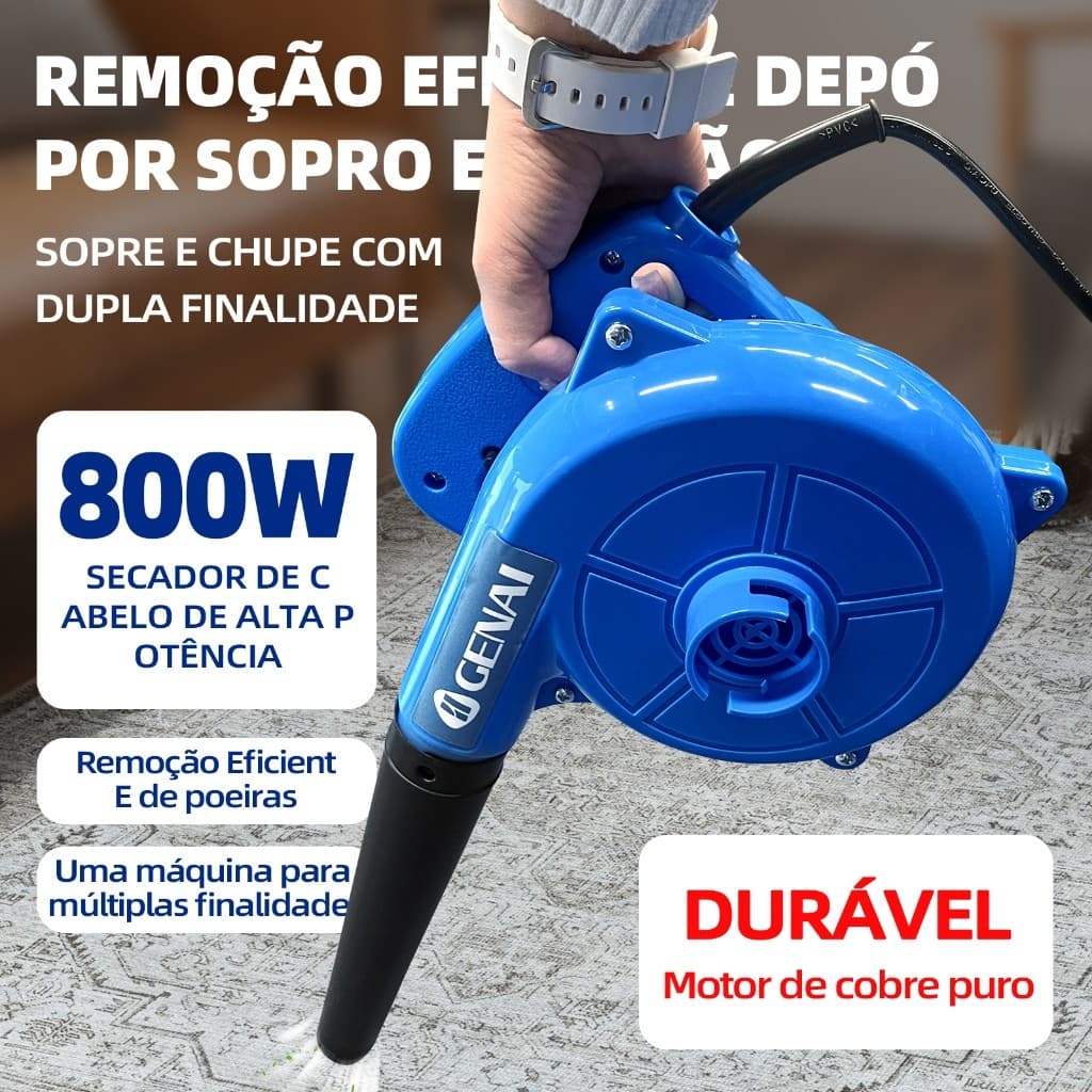 Soprador e Aspirador de Pó Elétrico 800W GENAI Dupla Função | Ideal para Limpeza de Casa, Computador e Jardim